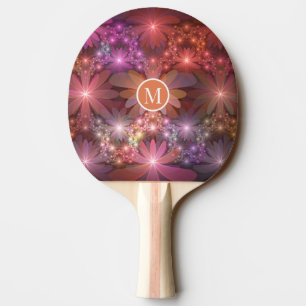 Bed Of Flowers Colourful Abstract Fractal Monogram Ping Pong Paddle