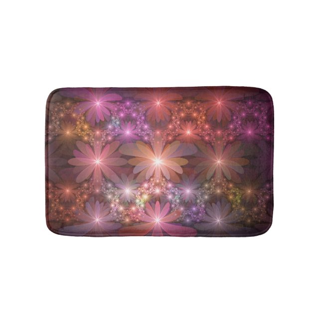 Bed Of Flowers Colourful Shiny Abstract Fractal Ar Bath Mat (Front)