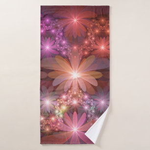 Bed Of Flowers Colourful Shiny Abstract Fractal Ar Bath Towel