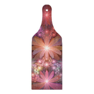 Bed Of Flowers Colourful Shiny Abstract Fractal Ar Cutting Board