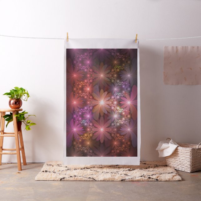 Bed Of Flowers Colourful Shiny Abstract Fractal Ar Fabric (In Situ)