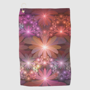 Bed Of Flowers Colourful Shiny Abstract Fractal Ar Golf Towel