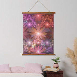 Bed Of Flowers Colourful Shiny Abstract Fractal Ar Hanging Tapestry