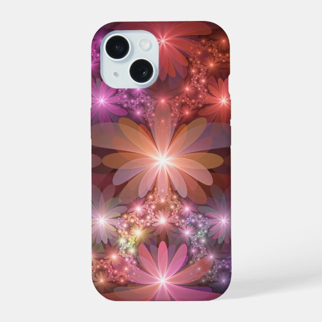 Bed Of Flowers Colourful Shiny Abstract Fractal Ar iPhone 15 Case (Back)