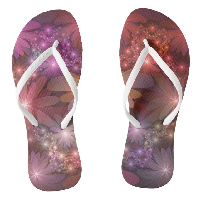 Bed Of Flowers Colourful Shiny Abstract Fractal Ar Jandals (Footbed)