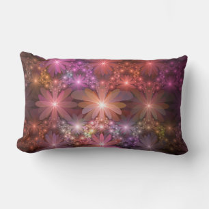 Bed Of Flowers Colourful Shiny Abstract Fractal Ar Lumbar Cushion