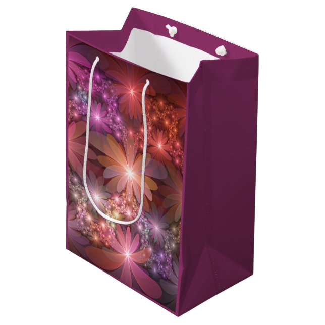 Bed Of Flowers Colourful Shiny Abstract Fractal Ar Medium Gift Bag (Front Angled)