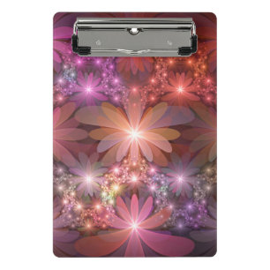 Bed Of Flowers Colourful Shiny Abstract Fractal Ar Mini Clipboard
