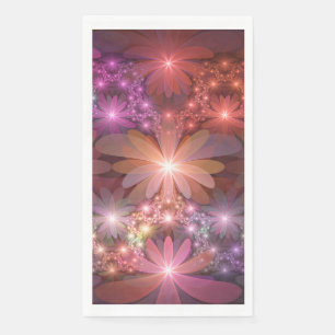 Bed Of Flowers Colourful Shiny Abstract Fractal Ar Napkin