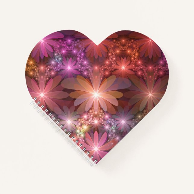 Bed Of Flowers Colourful Shiny Abstract Fractal Ar Notebook (Front)