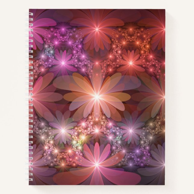 Bed Of Flowers Colourful Shiny Abstract Fractal Ar Notebook (Front)
