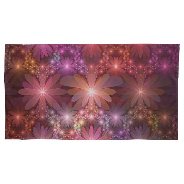 Bed Of Flowers Colourful Shiny Abstract Fractal Ar Pillowcase (Front)