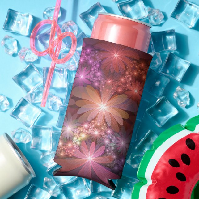 Bed Of Flowers Colourful Shiny Abstract Fractal Ar Seltzer Can Cooler (In Situ Summer)