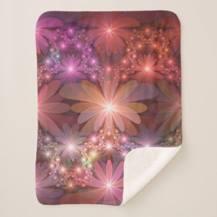 Bed Of Flowers Colourful Shiny Abstract Fractal Ar Sherpa Blanket