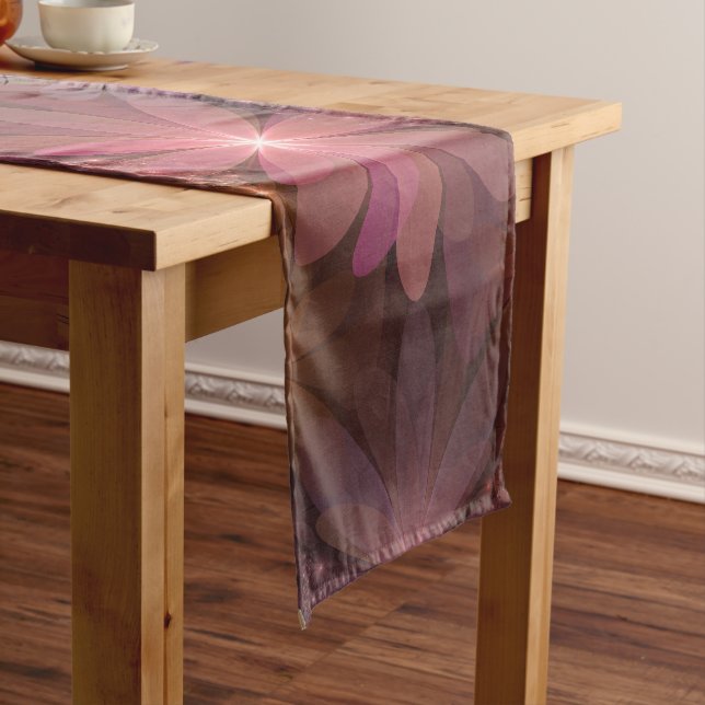 Bed Of Flowers Colourful Shiny Abstract Fractal Ar Short Table Runner (In Situ)