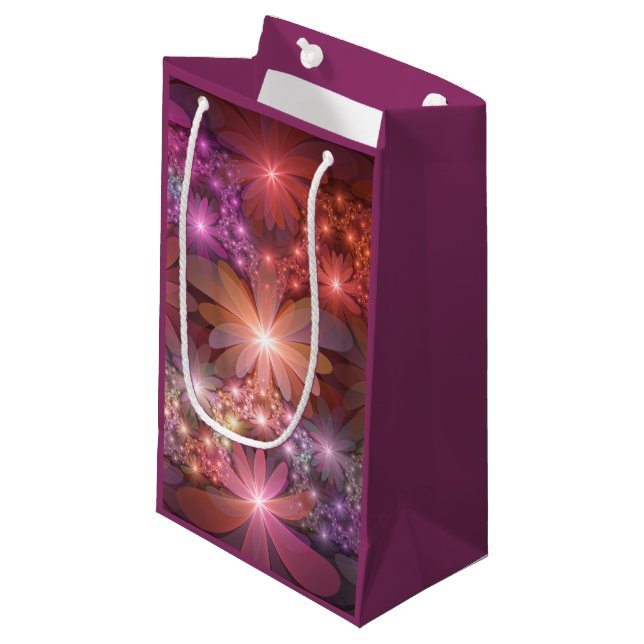 Bed Of Flowers Colourful Shiny Abstract Fractal Ar Small Gift Bag (Front Angled)
