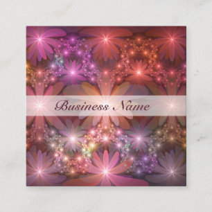 Bed Of Flowers Colourful Shiny Abstract Fractal Ar Square Business Card