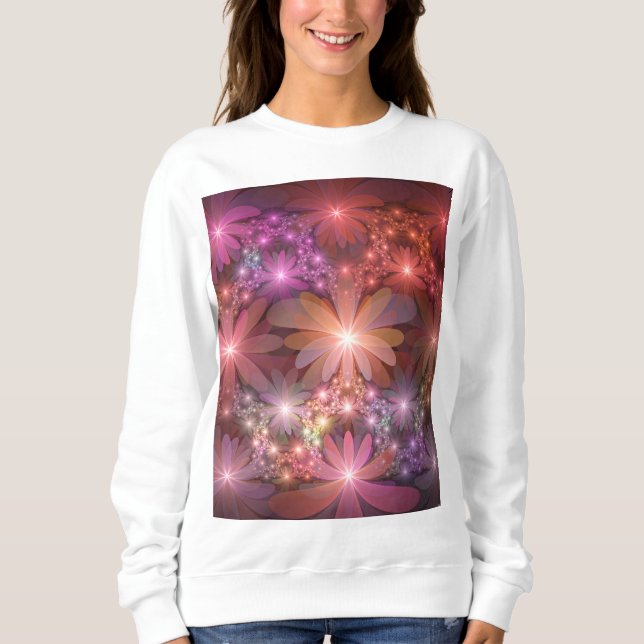 Bed Of Flowers Colourful Shiny Abstract Fractal Ar Sweatshirt (Front)