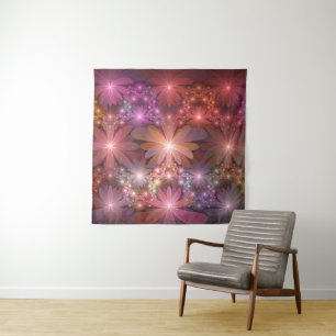 Bed Of Flowers Colourful Shiny Abstract Fractal Ar Tapestry