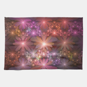 Bed Of Flowers Colourful Shiny Abstract Fractal Ar Tea Towel