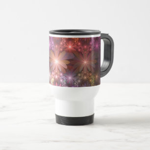 Bed Of Flowers Colourful Shiny Abstract Fractal Ar Travel Mug