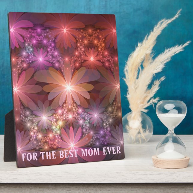 Bed Of Flowers Shiny Abstract Fractal Art Best Mom Plaque (Side)