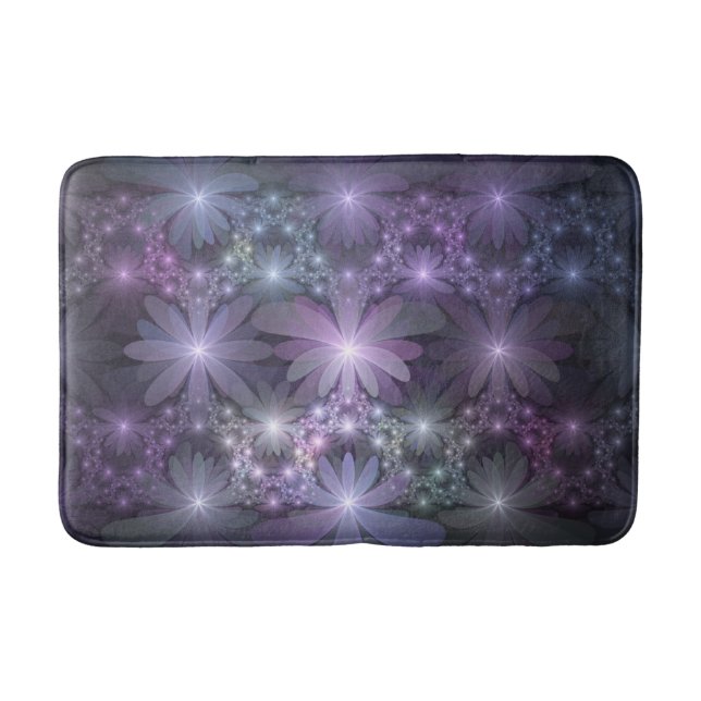 Bed of Flowers Trendy Shiny Abstract Fractal Art Bath Mat (Front)