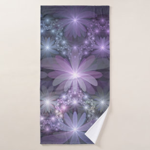 Bed of Flowers Trendy Shiny Abstract Fractal Art Bath Towel
