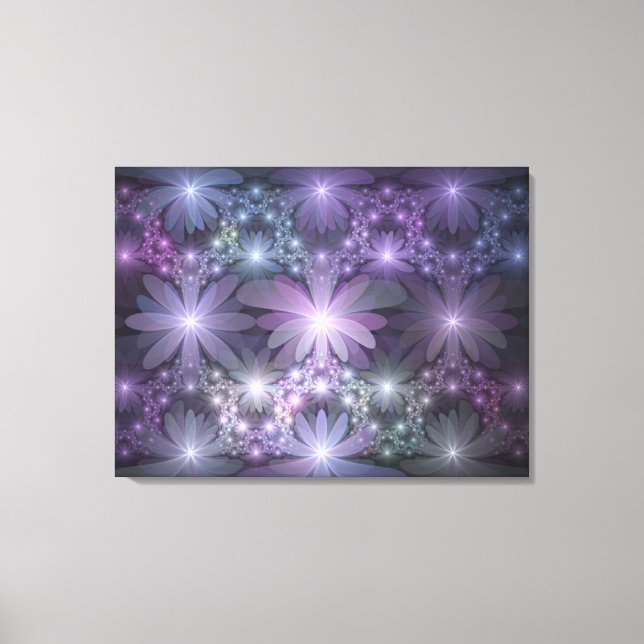 Bed of Flowers Trendy Shiny Abstract Fractal Art Canvas Print (Front)