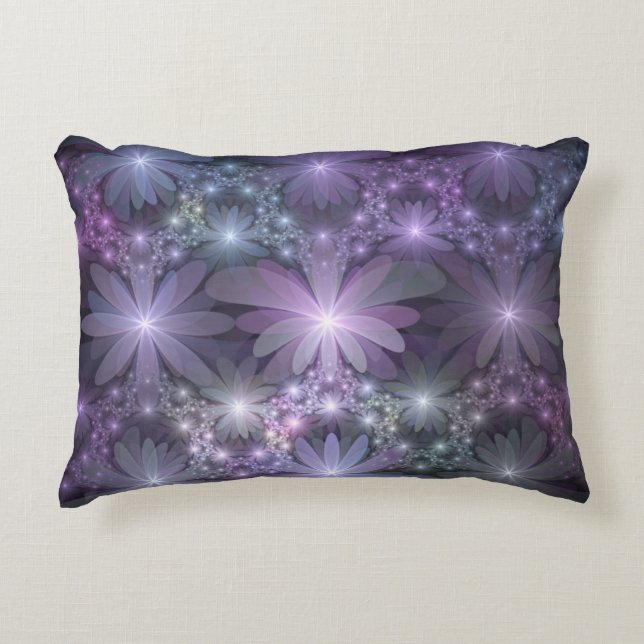 Bed of Flowers Trendy Shiny Abstract Fractal Art Decorative Cushion (Front)