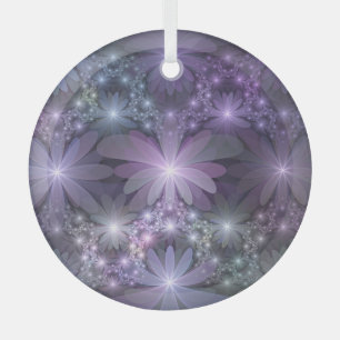 Bed of Flowers Trendy Shiny Abstract Fractal Art Glass Tree Decoration