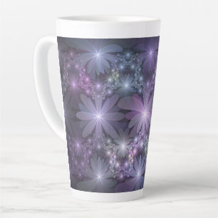 Bed of Flowers Trendy Shiny Abstract Fractal Art Latte Mug