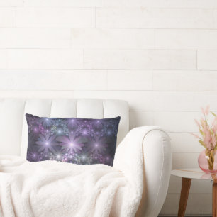 Bed of Flowers Trendy Shiny Abstract Fractal Art Lumbar Cushion