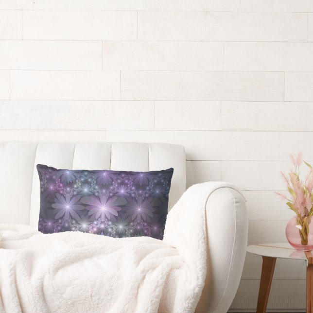 Bed of Flowers Trendy Shiny Abstract Fractal Art Lumbar Cushion (Couch)