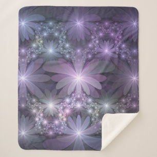Bed of Flowers Trendy Shiny Abstract Fractal Art Sherpa Blanket