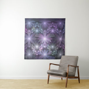 Bed of Flowers Trendy Shiny Abstract Fractal Art Tapestry