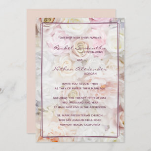 Bed of Pale Roses Wedding Invitations