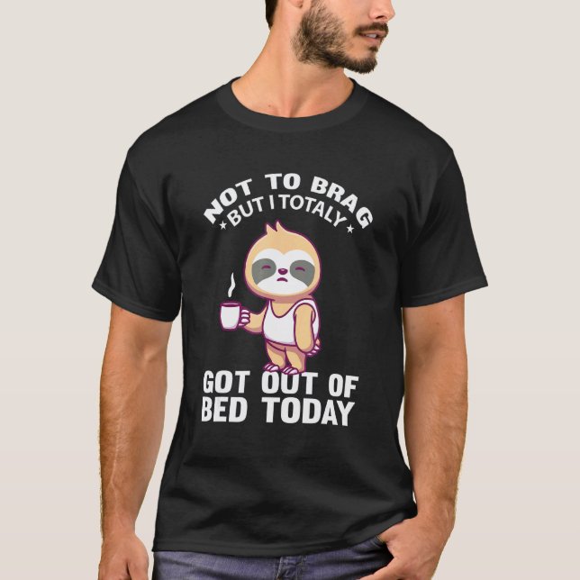 Bed Sleeping Sloth Pajama Apparel T-Shirt (Front)