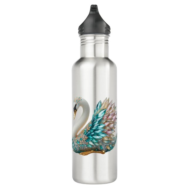 Bedazzled Diamond Swan Gold Crystal Bling 710 Ml Water Bottle (Right)