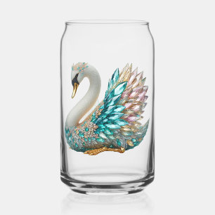 Bedazzled Diamond Swan Gold Crystal Bling Can Glass