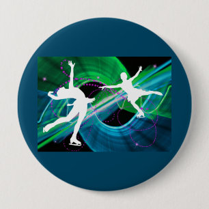 Bedazzled Figure Skaters Ice Skating 10 Cm Round Badge