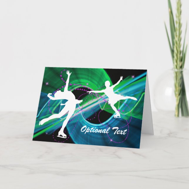 Bedazzled Ice Figure Skaters - Customisable Invitation (Front)