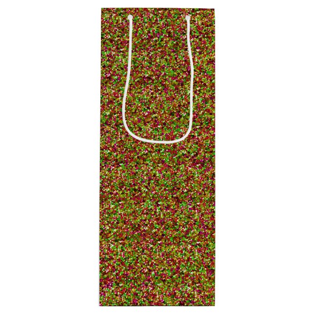 Bedazzled Sparkles-Pink-Green-WINE GIFT BAG (Front)