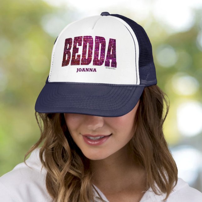 Bedda Personalised Faux Bling Trucker Hat (Bedda Faux Sequins Bling Trucker Hat with Personalization "Beautiful" in Sicilian)