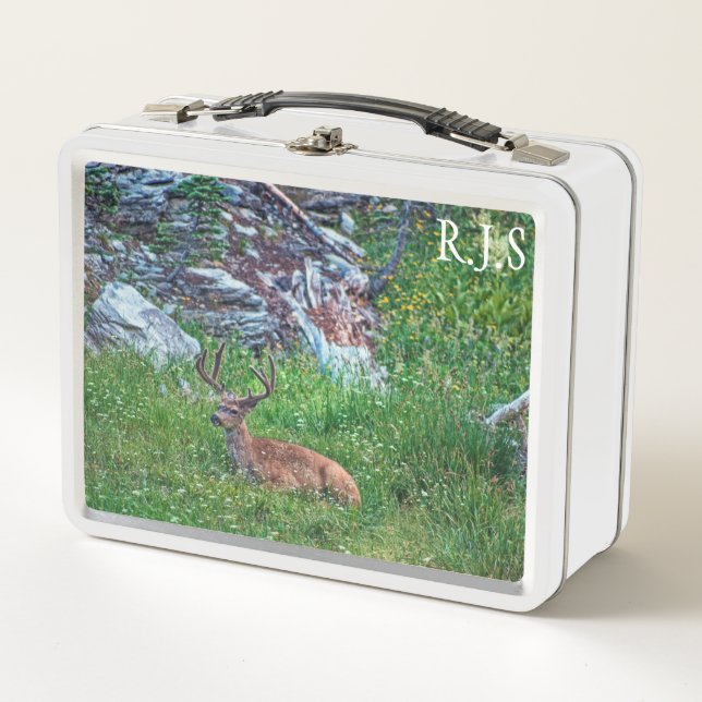 Bedded Buck Metal Lunch Box (Front)
