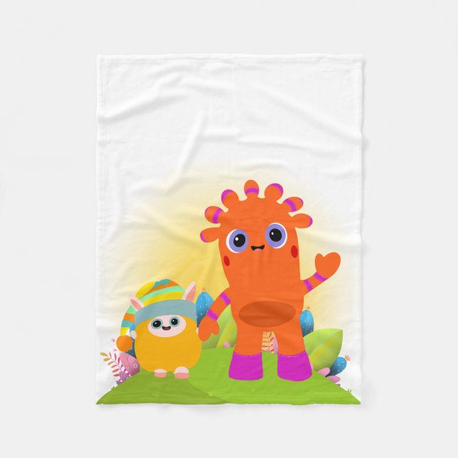 BeddyByes fleece blanket featuring MeMo and BaBa (Front)