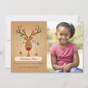 Bedecked Antlers Photo Holiday Card