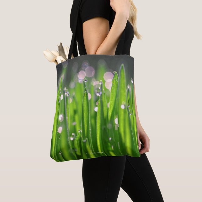 Bedewed Wheatgrass in the Morning Light Tote Bag (Close Up)