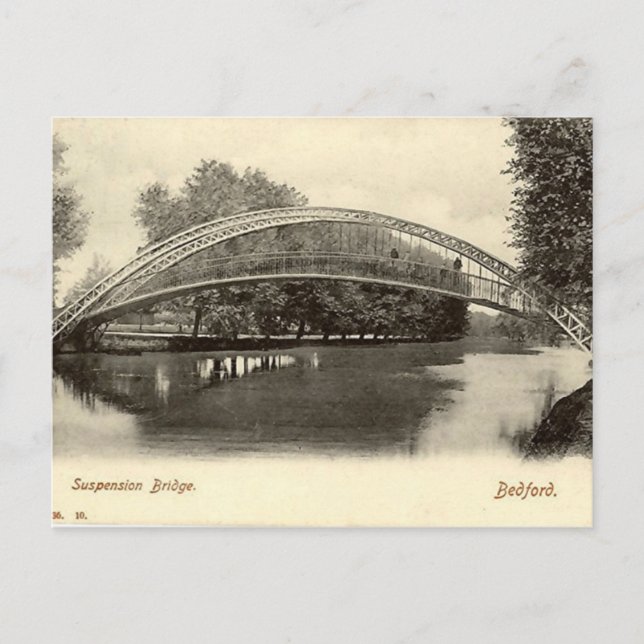 Bedford, Suspension Bridge Postcard (Front)
