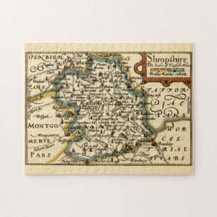Bedfordshire County England Old Antiquarian Map Jigsaw Puzzle